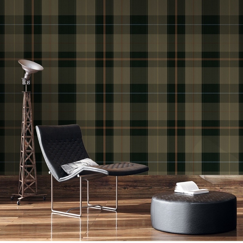 Anthropologie x Mindthegap Equestrian Green Plaid Mural Wallpaper